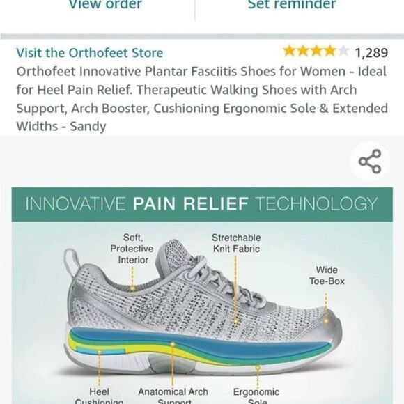 Women's Orthofeet sneakers. Light gray. Therapeutic walking‎ shoes. 7 Wide. - Picture 3 of 12